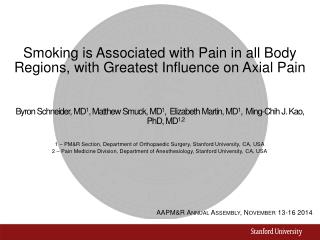 Smoking is Associated with Pain in all Body Regions, with Greatest Influence on Axial Pain