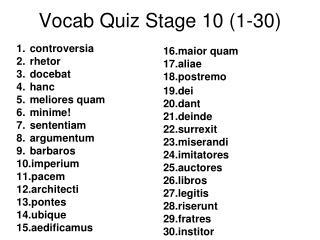 Vocab Quiz Stage 10 (1-30)