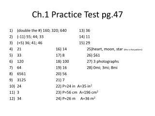 Ch.1 Practice Test pg.47