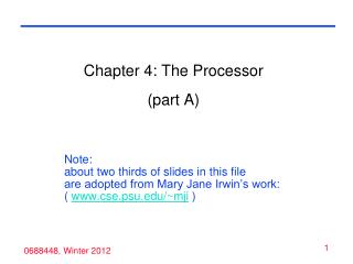 Chapter 4: The Processor (part A)