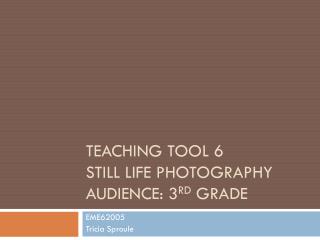 Teaching tool 6 still life photography Audience: 3 rd Grade