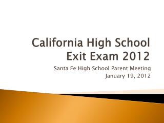 California High School Exit Exam 2012