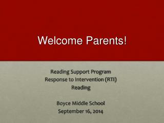 Welcome Parents!