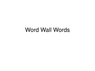 Word Wall Words