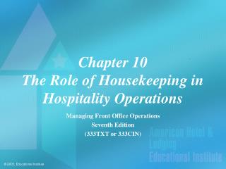 Chapter 10 The Role of Housekeeping in Hospitality Operations