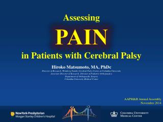 Assessing PAIN in Patients with Cerebral Palsy