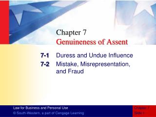 Chapter 7 Genuineness of Assent