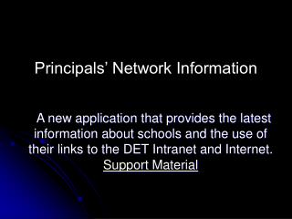 Principals’ Network Information