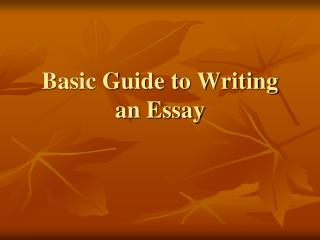 Basic Guide to Writing an Essay