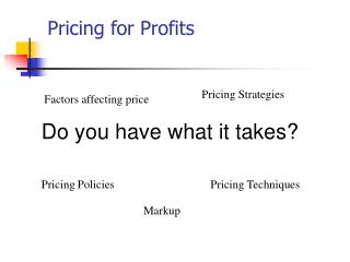 Pricing for Profits