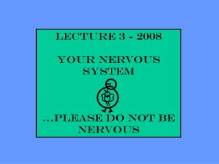 Lecture 3 - 2008 YOUR NERVOUS SYSTEM …please do not be nervous
