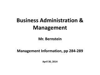 Business Administration &amp; Management