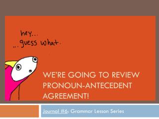 We’re going to review Pronoun-Antecedent Agreement!