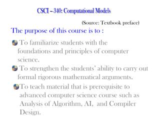 CSCI – 340: Computational Models