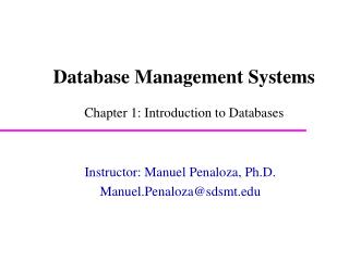 Database Management Systems Chapter 1: Introduction to Databases