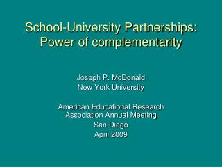 School-University Partnerships: Power of complementarity