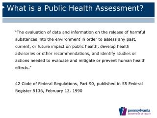 What is a Public Health Assessment?