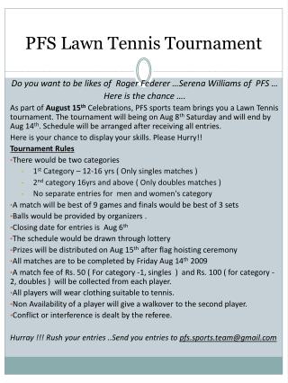 PFS Lawn Tennis Tournament