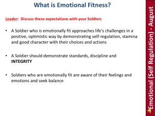 Emotional (Self Regulation) - August