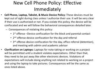 New Cell Phone Policy: Effective Immediately
