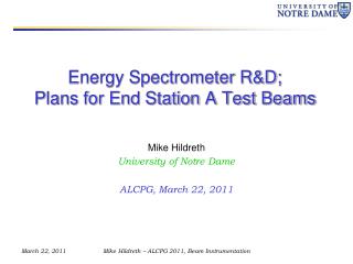 Energy Spectrometer R&amp;D; Plans for End Station A Test Beams
