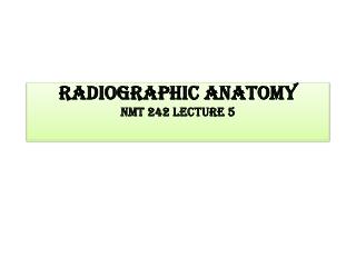 Radiographic Anatomy NMT 242 lecture 5