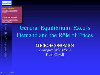 General Equilibrium: Excess Demand and the R ô le of Prices