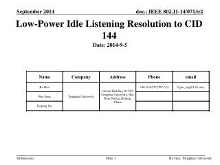 Low-Power Idle Listening Resolution to CID 144