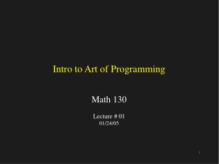 Intro to Art of Programming