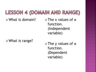 Lesson 4 (Domain and Range)