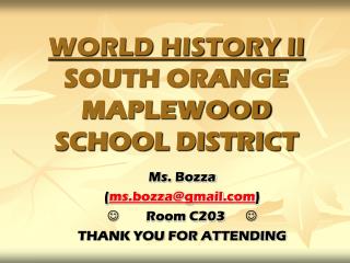 WORLD HISTORY II SOUTH ORANGE MAPLEWOOD SCHOOL DISTRICT