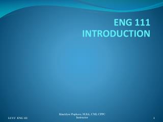 ENG 111 INTRODUCTION