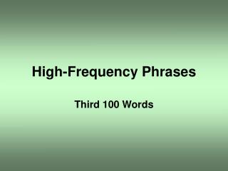 High-Frequency Phrases