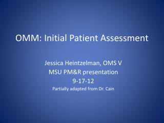 OMM: Initial Patient Assessment