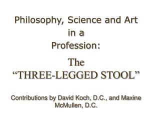 The “THREE-LEGGED STOOL” Contributions by David Koch, D.C., and Maxine McMullen, D.C.