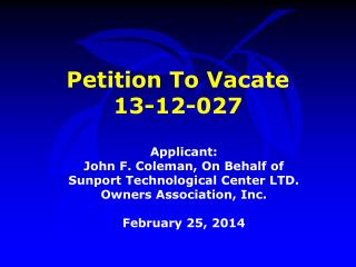 Petition To Vacate 13-12-027