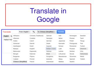 Translate in Google