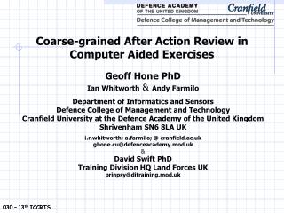 Coarse-grained After Action Review in Computer Aided Exercises