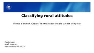 Classifying rural attitudes