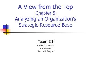 A View from the Top Chapter 5 Analyzing an Organization’s Strategic Resource Base