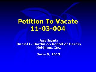 Petition To Vacate 11-03-004