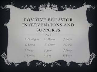 Positive Behavior Interventions and Supports
