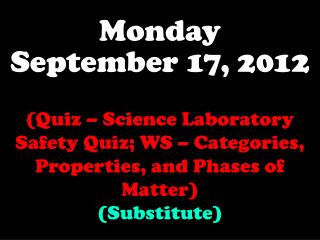 Monday September 17, 2012