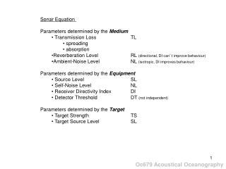 Oc679 Acoustical Oceanography