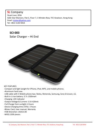 SCI-003 Solar Charger – Hi End