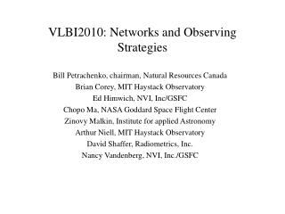 VLBI2010: Networks and Observing Strategies