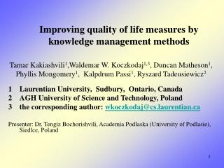 Improving quality of life measures by knowledge management methods