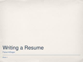 Writing a Resume