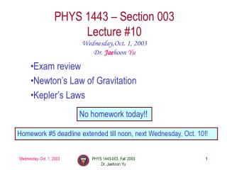 PHYS 1443 – Section 003 Lecture #10