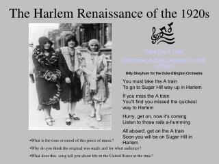 The Harlem Renaissance of the 1920s